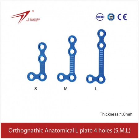 Maxillofacial Mini 90°L-plate. 90-გრადუსიანი L-ისებური ფირფიტა